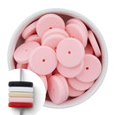 Barely Pink Coin Silicone Spacer Beads 25x5mm (Package of 5)