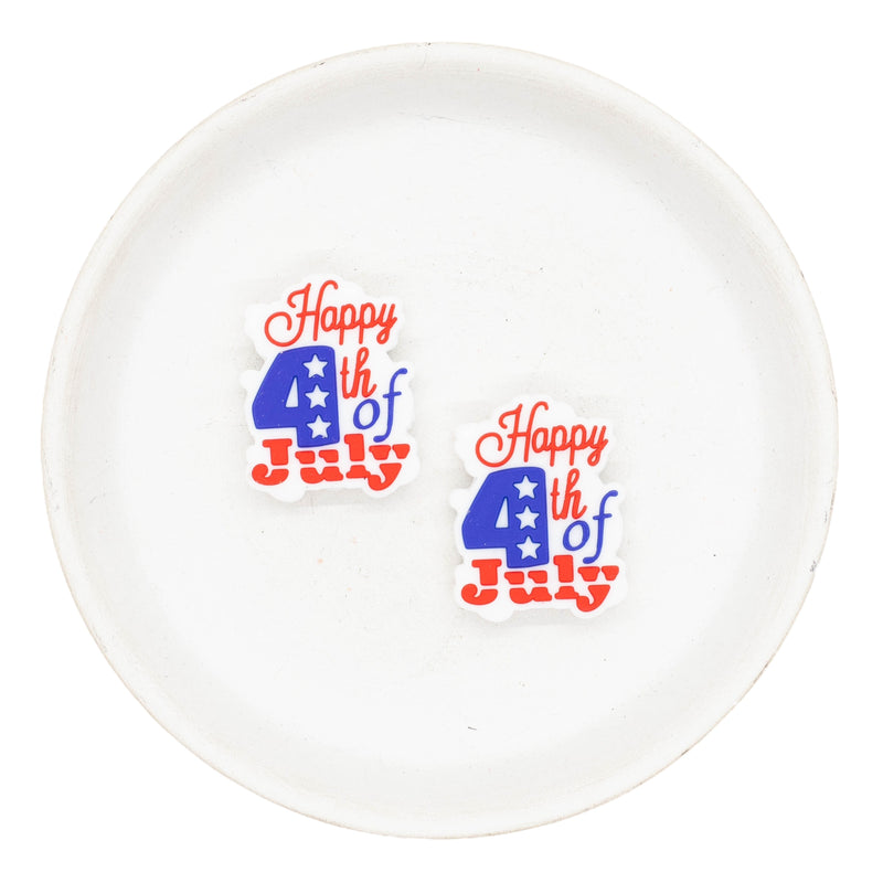 Happy 4th of July Silicone Focal Bead 30x23mm (Package of 2)