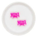 Neon Pink MAMA w/Bow Glitter Silicone Focal Bead 29x19mm (Package of 2)