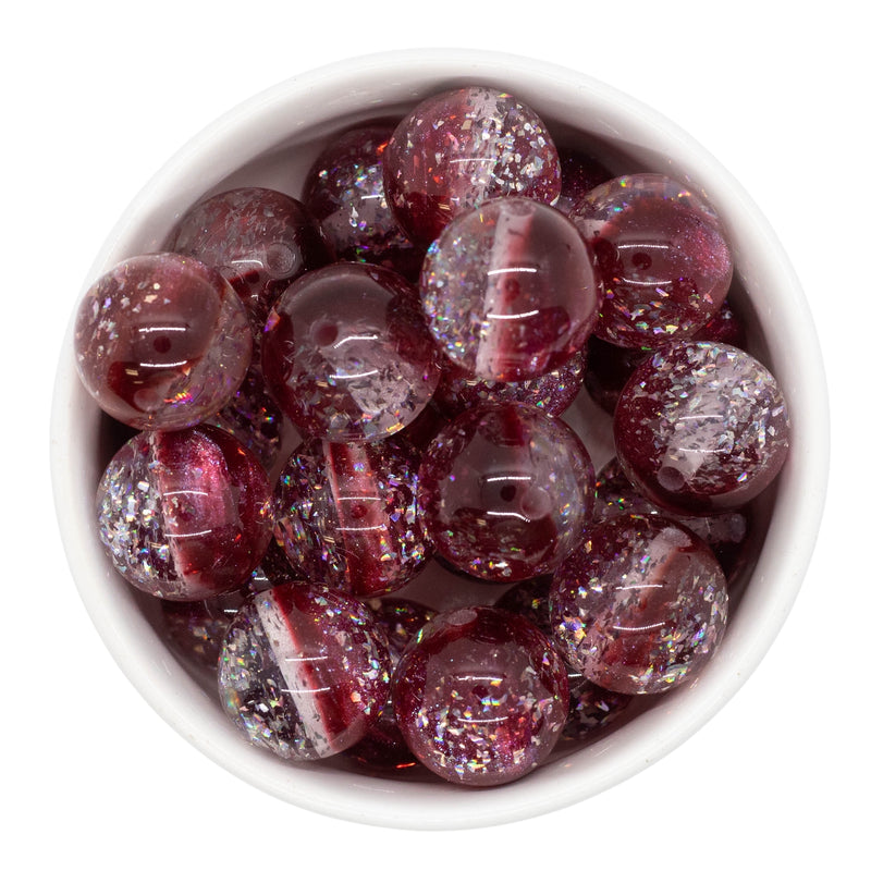Garnet & Clear Shimmer Duo w/Silver Foil Beads 20mm (Package of 10)