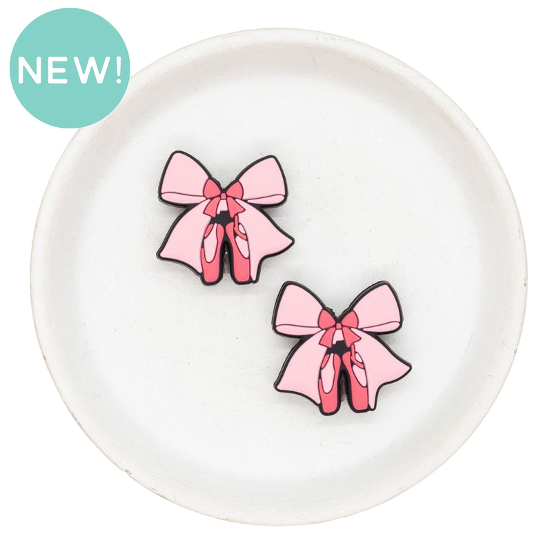Ballet Slippers w/Bow Silicone Focal Bead 28x29mm (Package of 2)