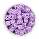 Lilac and White Check Square Beads 14mm Square, 16mm Diagonal (Package of 10)