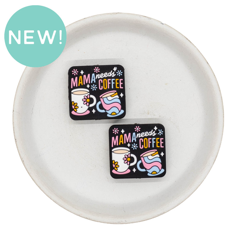 Mama Needs Coffee Silicone Focal Bead 27x28mm (Package of 2)