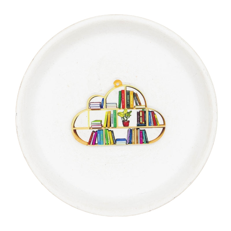 Transparent Cloud w/Printed Bookshelf Acrylic Accent w/Hole 50x35mm (Package of 1)