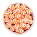 Orange Swirl Printed Silicone Beads 15mm (Package of 10)