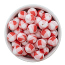Red & White Plaid Silicone Beads 15mm (Package of 10)