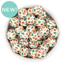 Plaid Christmas Tree Printed Silicone Beads 15mm