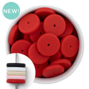 Scarlet Red Coin Silicone Spacer Beads 25x5mm (Package of 5)
