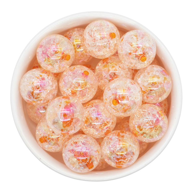 Orange Color Core Iridescent Crackle 20mm (Package of 10)