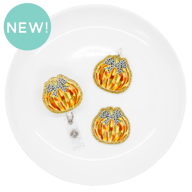 Gold Brushstroke Pumpkin Acrylic Accent 43x44mm (Package of 1)