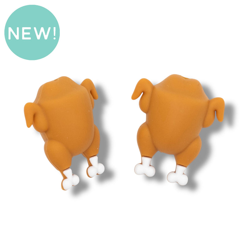 3-D Roasted Turkey Silicone Focal Bead 29x25x15mm (Package of 2)