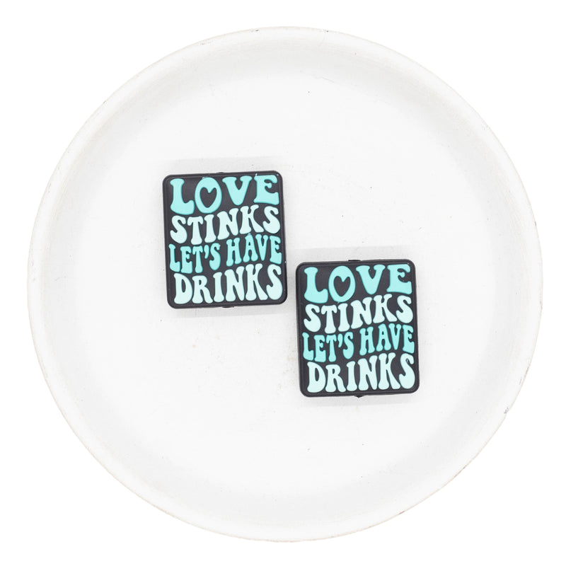 Love Stinks Let's Have Drinks Silicone Focal Bead 28x24mm (Package of 2)