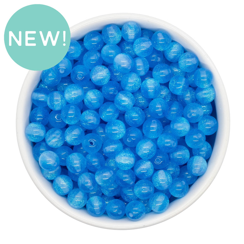 Azure Cosmic Glitter Beads 8mm (Package of Approx. 50 Beads)