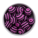 Black and Hot Pink Stripe Rhinestone Beads 20mm (Package of 10)