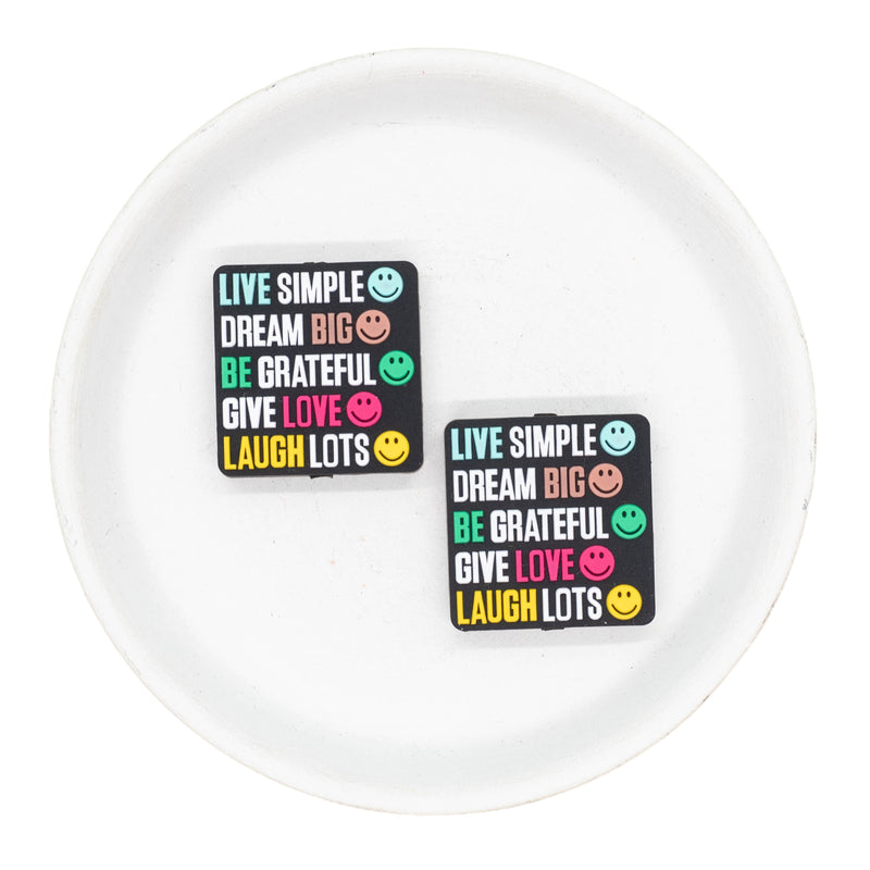 Live Simple, Dream Big, Be Grateful, Give Love, Laugh Lots Silicone Focal Bead 29x28mm (Package of 2)