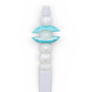 3-D Pearlized Light Blue Builder Shell Silicone Focal Bead 20x27x30mm (Package of 2)