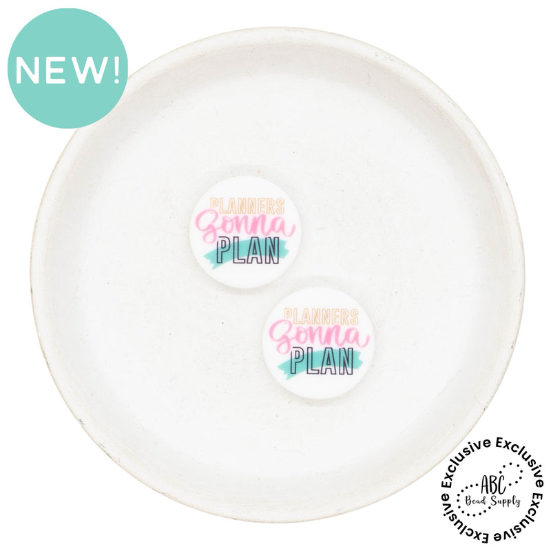 Planners Gonna Plan Printed Silicone Focal Bead 24mm (Package of 2) - ABC Exclusive
