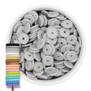 Coin Grey Rope Edge Silicone Spacer Beads 12x2mm (Package of 20)