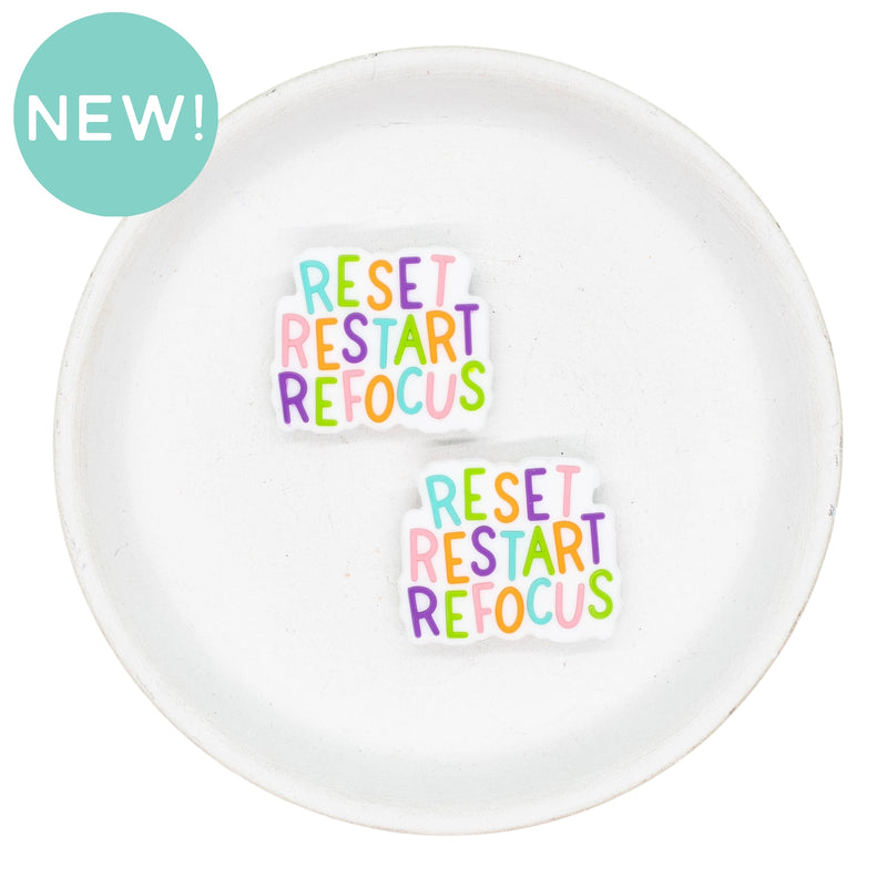 Reset Restart Refocus Silicone Focal Bead 30x25mm (Package of 2)