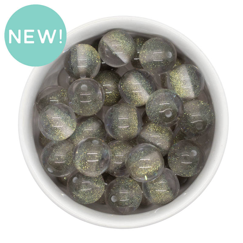 Grey Color Core Glitter Illusion Beads 16mm (Package of 10)