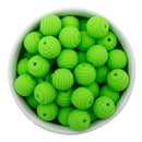 Bright Lime Solid Spiral 15mm Silicone Beads (Package of 10)