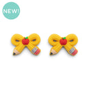 3-D Pencil Bow w/Apple Center Silicone Focal Bead 31x22x11mm (Package of 2)