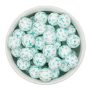 Fresh Mint Cross Printed Silicone Beads 15mm (Package of 10)