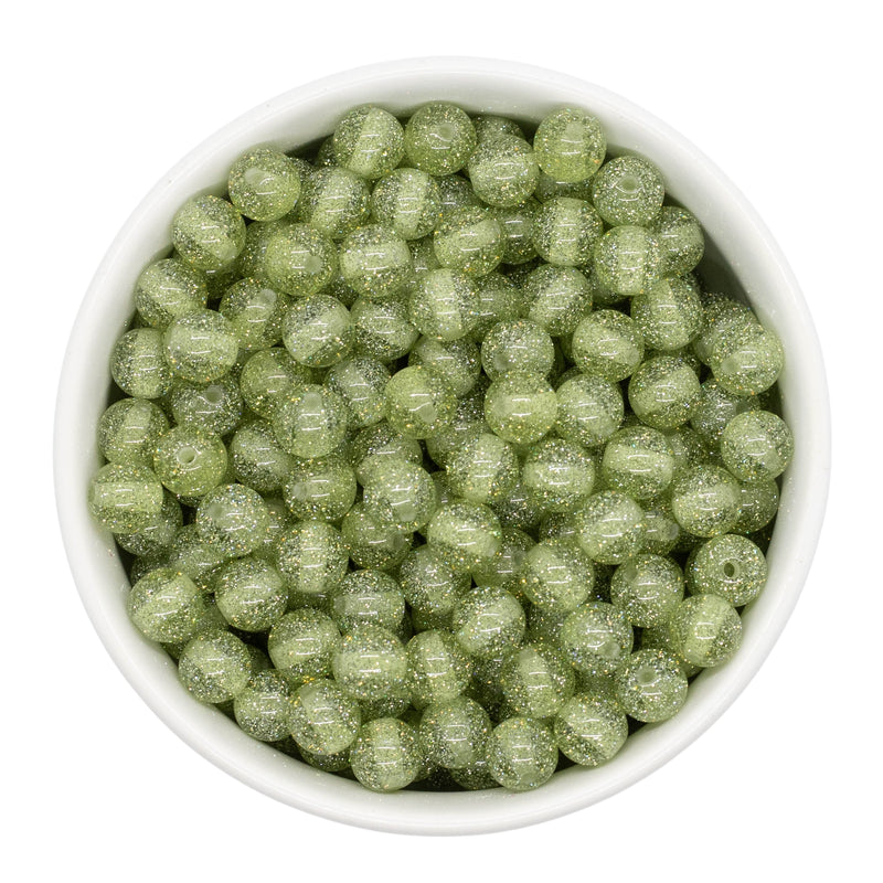 Sage Super Glitter Beads 8mm (Package of Approx. 50 Beads)