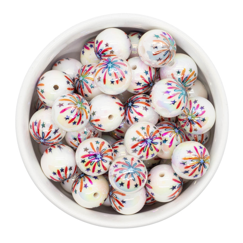 Iridescent Firework Printed Beads 16mm (Package of 10)