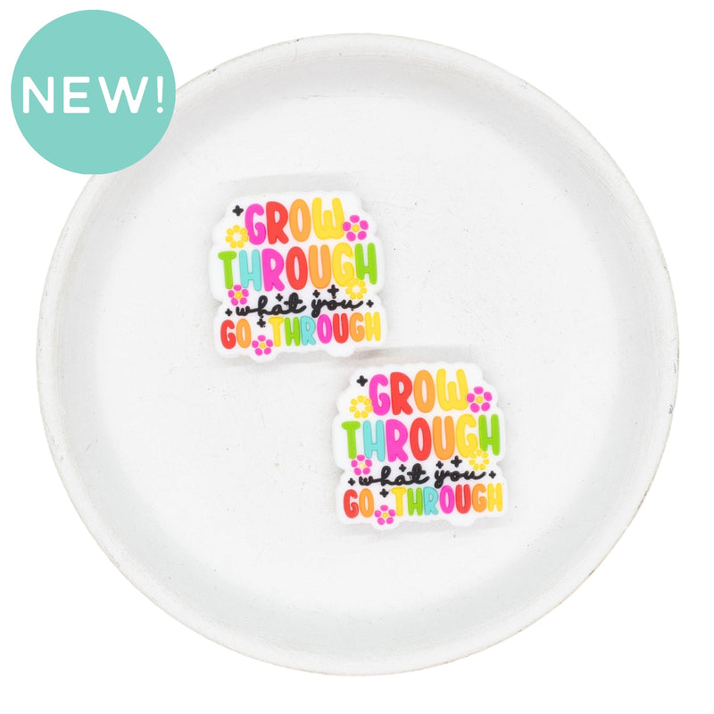 Bold Grow Through What You Go Through Silicone Focal Bead 27x28mm (Package of 2)