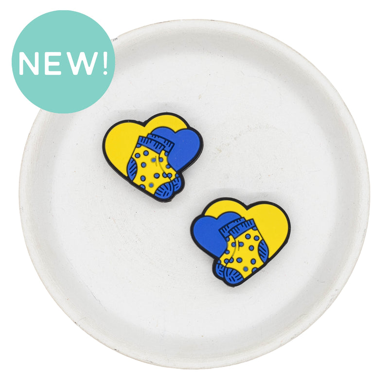 Rock Your Socks Down Syndrome Awareness Silicone Focal Bead 26x29mm (Package of 2)