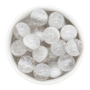 White & Clear Shimmer Duo w/Silver Foil Beads 20mm (Package of 10)