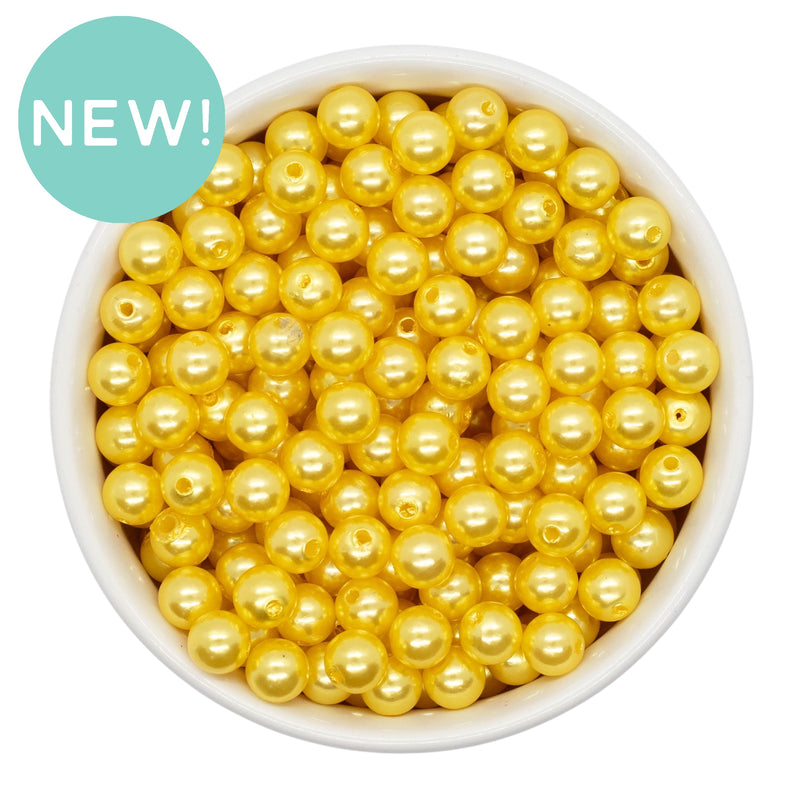Yellow Pearl Beads 8mm (Package of Approx. 50 Beads)