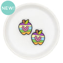 Patchwork Apple w/Heart Glitter Silicone Focal Bead 28x25mm (Package of 2)