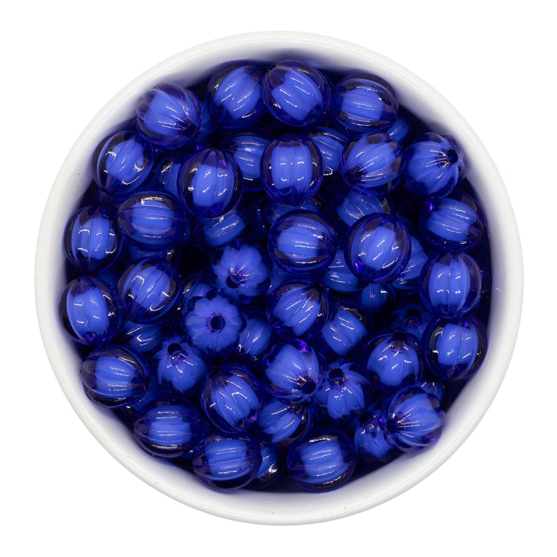 Royal Blue Translucent Pumpkin White Core Beads 12mm (Package of 20)