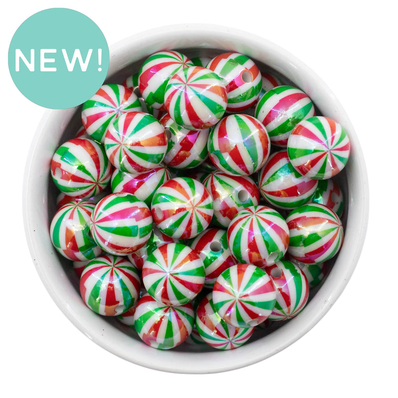 Iridescent Christmas Swirl Beads 16mm (Package of 10)