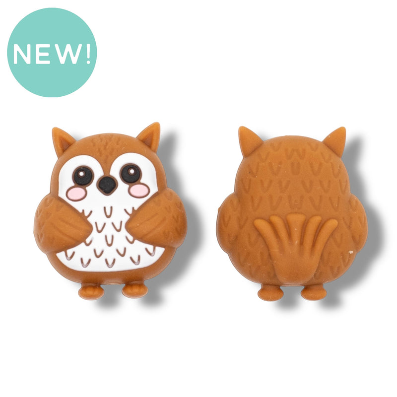 3-D Owl Silicone Focal Bead 30x26x16mm (Package of 2)
