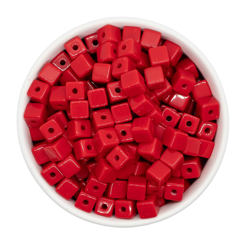 Red Solid Square Beads 8mm (Package of Approx. 35 Beads)