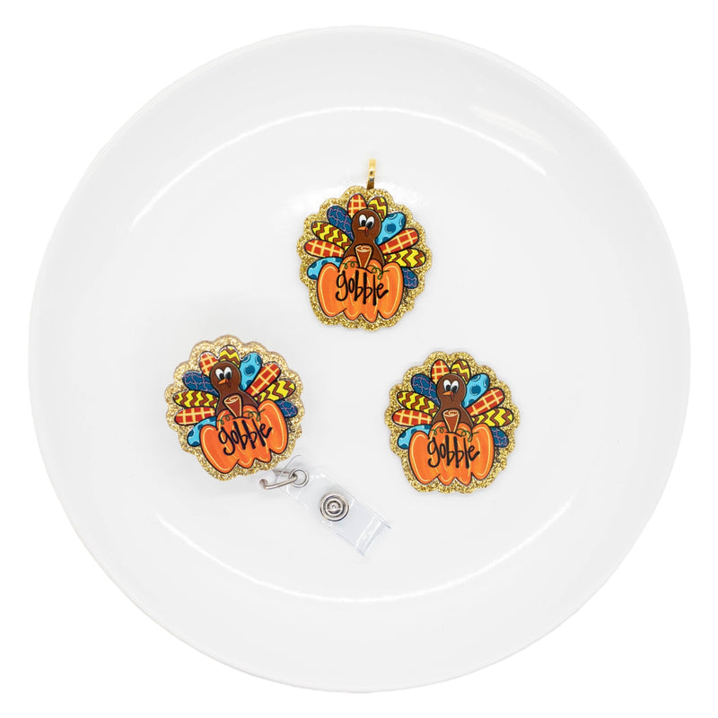 Gobble Turkey in Pumpkin Acrylic Accent 44x42mm (Package of 1)