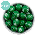 Green Etched Snowflake Beads 20mm (Package of 10)