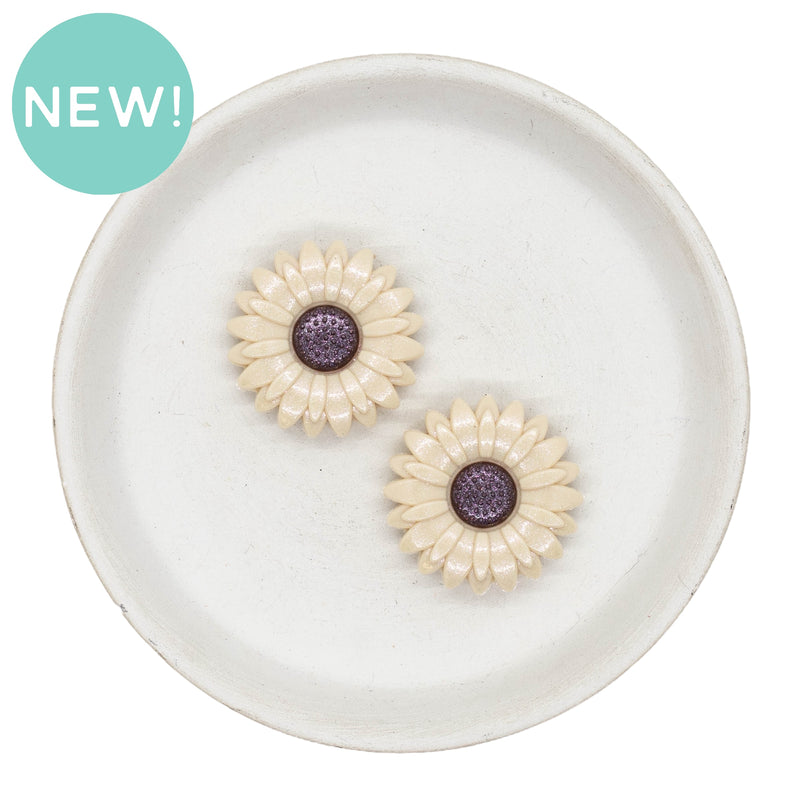 Shimmery Neutral Flower Silicone Focal Bead 29mm (Package of 2)