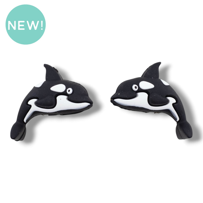 3-D Orca Whale Silicone Focal Bead 34x29x15mm (Package of 2)