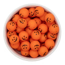 Jack-O-Lantern Face Printed Silicone Beads 15mm (Package of 10)