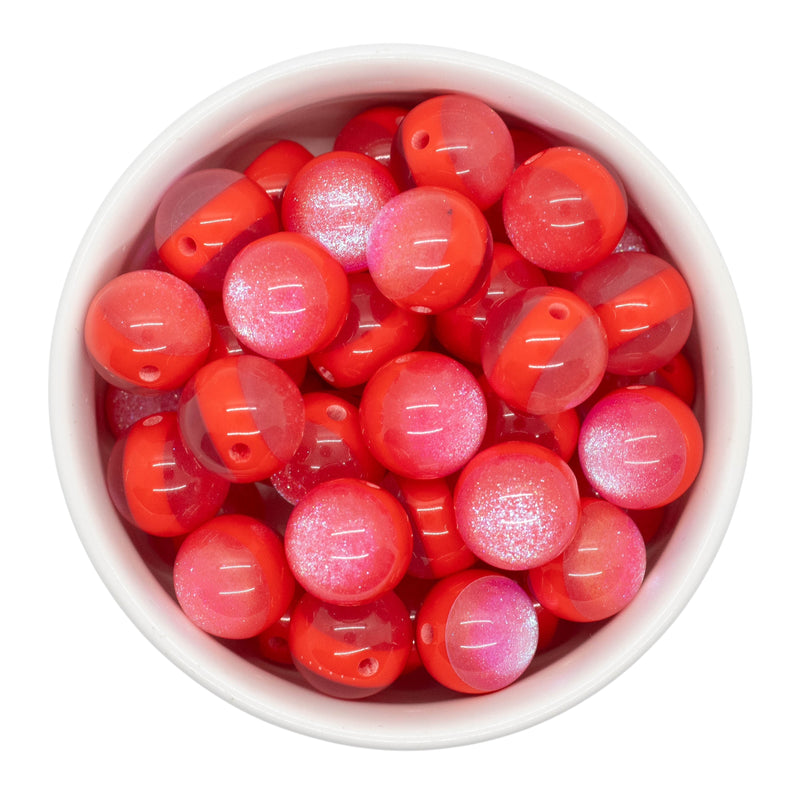 Red Shimmery Stripe Beads 16mm (Package of 10)