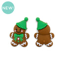 3-D Green Hat Gingerbread Man Silicone Focal Bead 31x21x13mm (Package of 2)