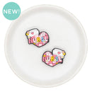 Pink Check Nurse Heart Focal Bead 23x30mm (Package of 2)