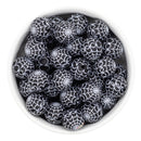 Black w/White Spiderweb Printed Silicone Beads 15mm (Package of 10)