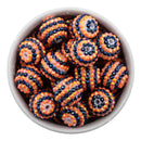 Iridescent Black and Orange Stripe Rhinestone Beads 20mm (Package of 10)