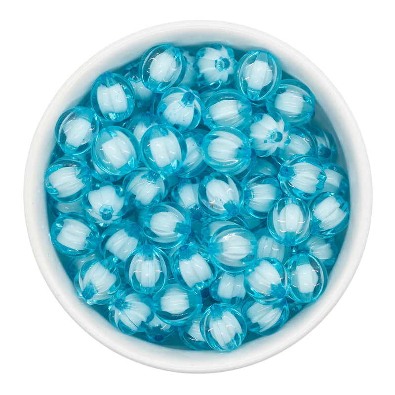 Turquoise Translucent Pumpkin White Core Beads 12mm (Package of 20)