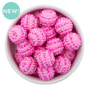 Hot Pink & Opaque Light Pink Stripe Rhinestone Beads 20mm (Package of 10)
